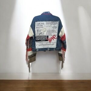Wren & Glory Hand Painted Denim Jacket “Simple Thoughts” Medium Limited Edition
